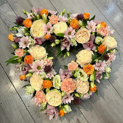Mixed Flower heart - When words are not enough, this delicately coloured mixed loose heart is an emotive way to express feelings of love.