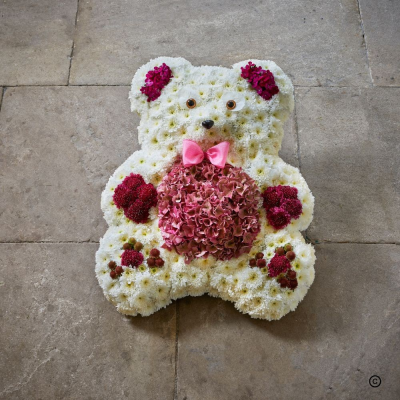 Pink Teddy - Special hugs for a precious infant from a floral teddy bear, reminiscent of their favourite cuddly toy.