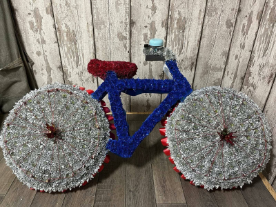 Bicyle Funeral Tribute - Bicycle funeral tribute flowers hobby posy wreath pillow