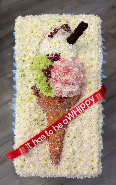 Ice cream Funeral Tribute - Ice cream funeral tribute flowers wreath posy pillow bespoke